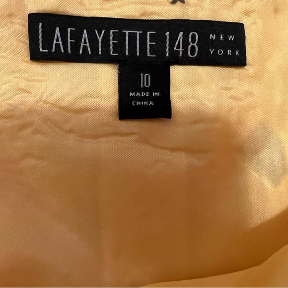 Lafayette 148 New York Yellow Linen Floral Skirt in Size 10 - Picture 6 of 7